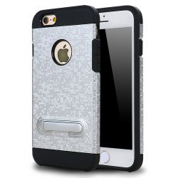 iPhone 7 Pixel Armor Hybrid Kickstand Case (Silver)
